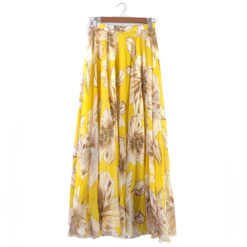 Chicwish Yellow Marvelous Floral Chiffon Maxi Skirt M - Picture 3 of 4